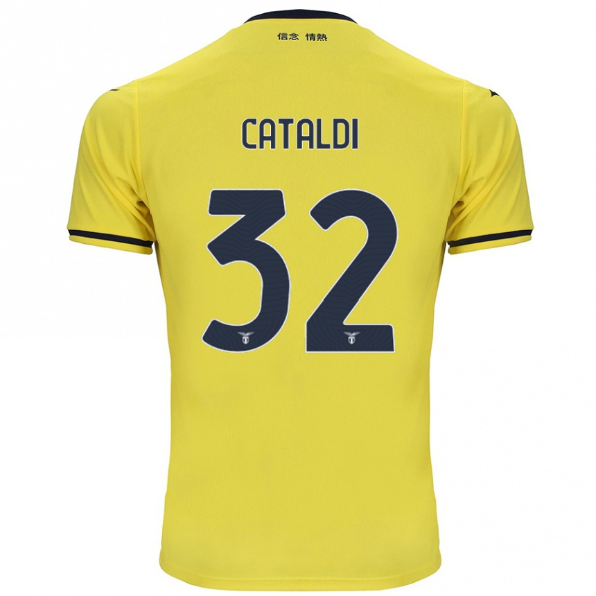 Kids Football Danilo Cataldi #32 Yellow Away Jersey 2024/25 T-Shirt