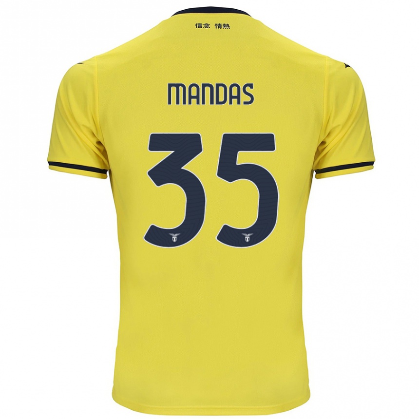 Kids Football Christos Mandas #35 Yellow Away Jersey 2024/25 T-Shirt