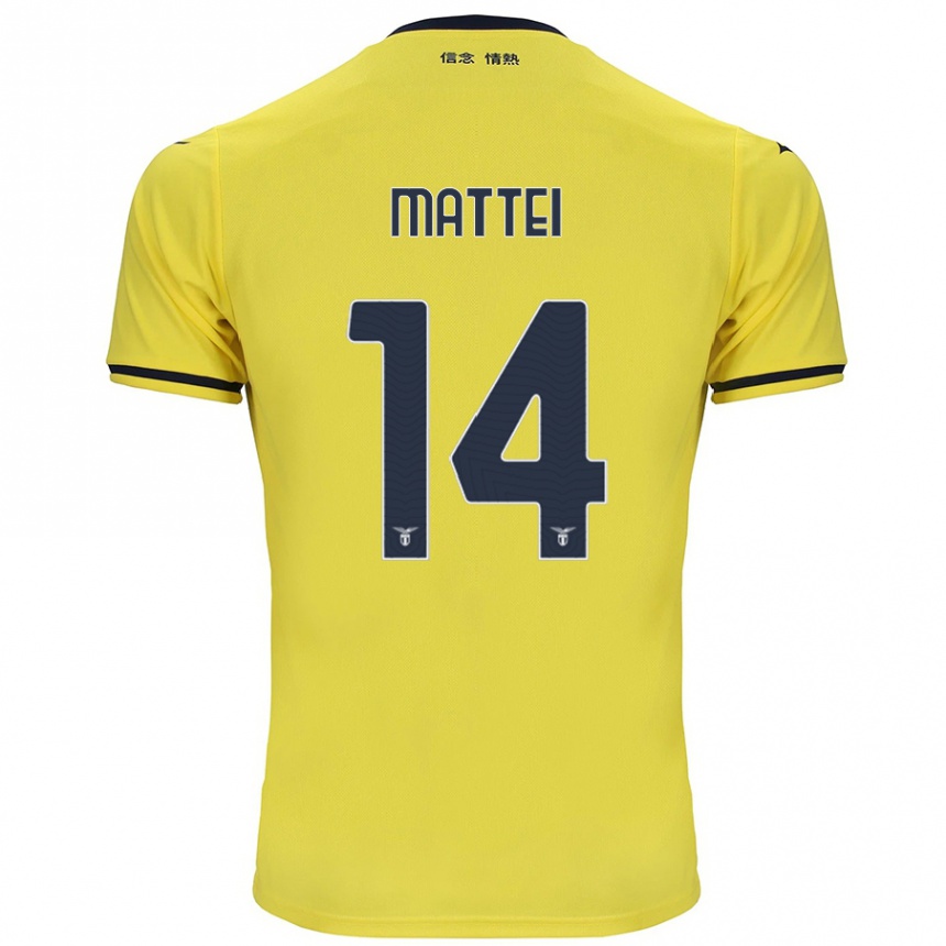 Kids Football Sarah Mattei #14 Yellow Away Jersey 2024/25 T-Shirt