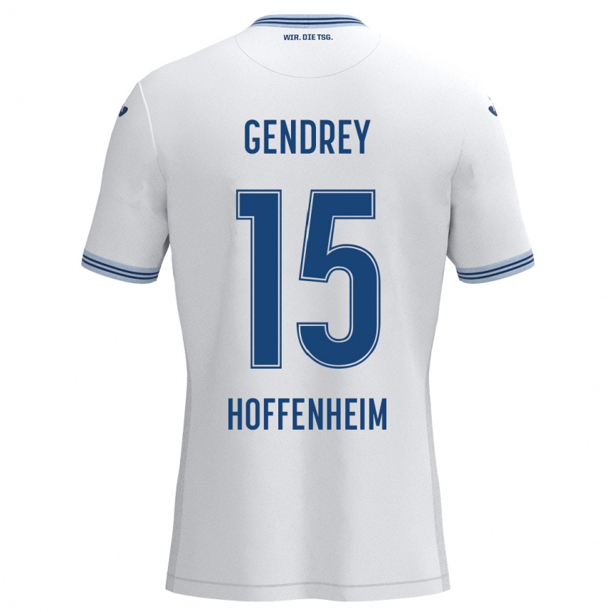 Kids Football Valentin Gendrey #15 White Black Away Jersey 2024/25 T-Shirt