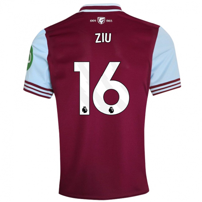 Men Football Jessica Ziu #16 Dark Red Home Jersey 2024/25 T-Shirt