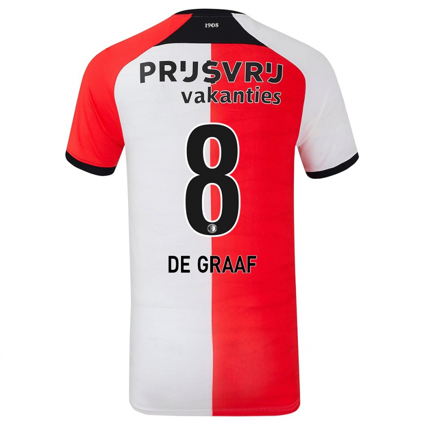 Men Football Esmee De Graaf #8 Red White Home Jersey 2024/25 T-Shirt