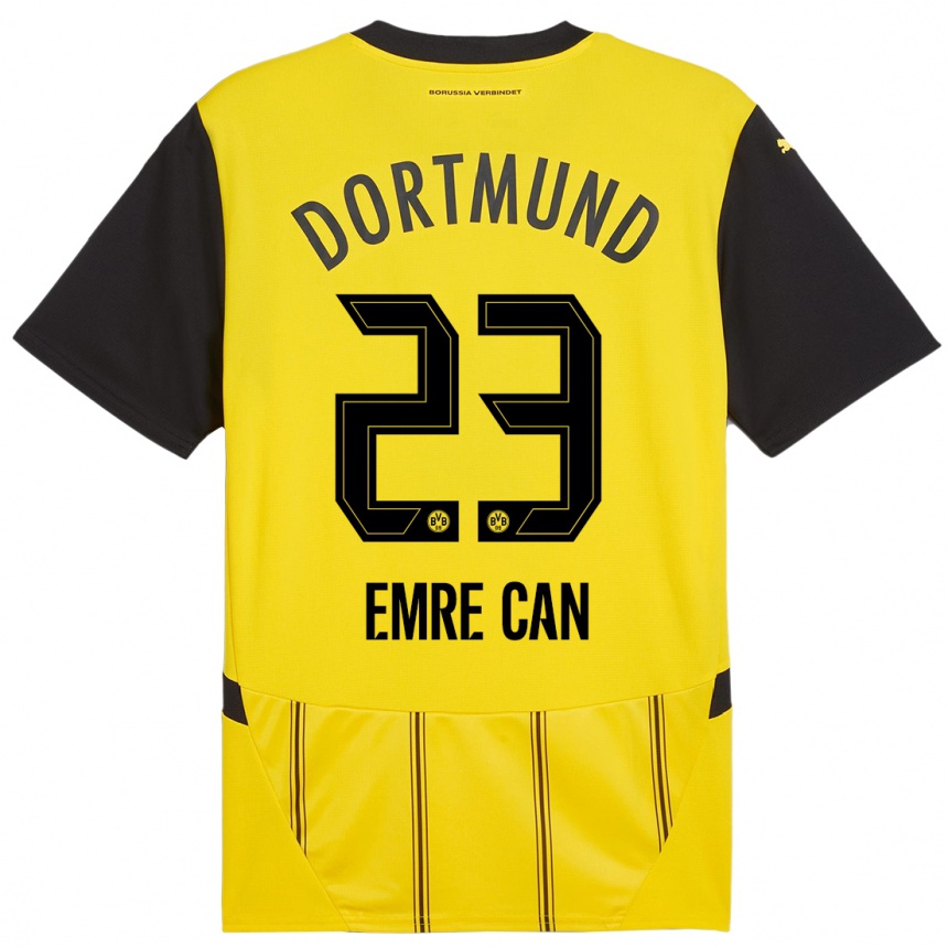 Men Football Emre Can #23 Yellow Black Home Jersey 2024/25 T-Shirt