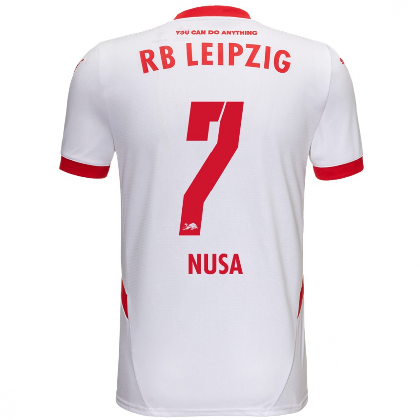 Men Football Antonio Nusa #7 White Red Home Jersey 2024/25 T-Shirt