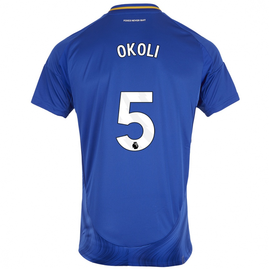 Men Football Caleb Okoli #5 Blue White Home Jersey 2024/25 T-Shirt