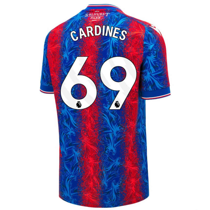 Men Football Rio Cardines #69 Red Blue Stripes Home Jersey 2024/25 T-Shirt