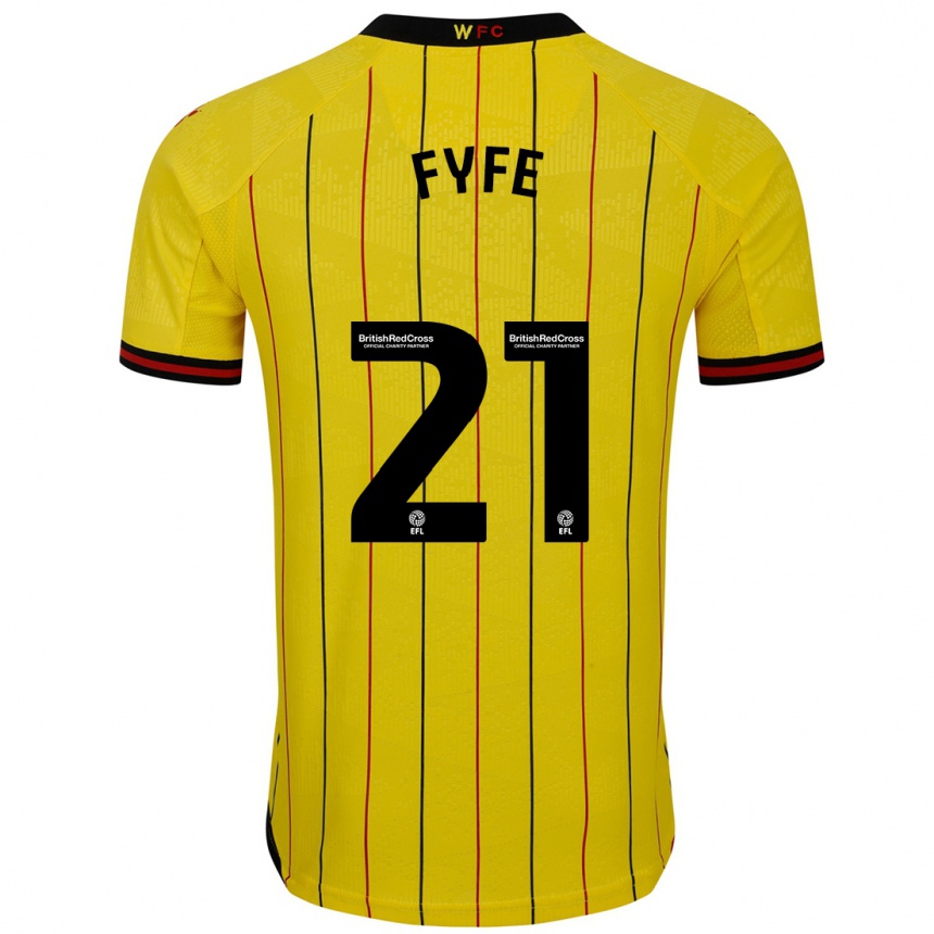 Men Football Flo Fyfe #21 Yellow Black Home Jersey 2024/25 T-Shirt