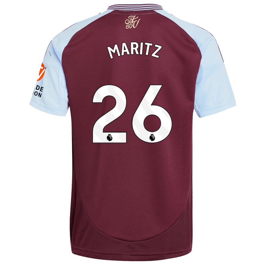 Men Football Noelle Maritz #26 Burgundy Sky Blue Home Jersey 2024/25 T-Shirt