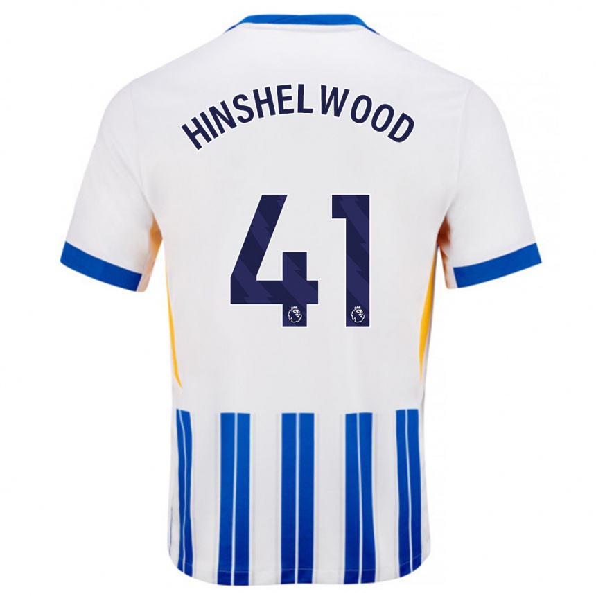 Men Football Jack Hinshelwood #41 White Blue Pinstripes Home Jersey 2024/25 T-Shirt