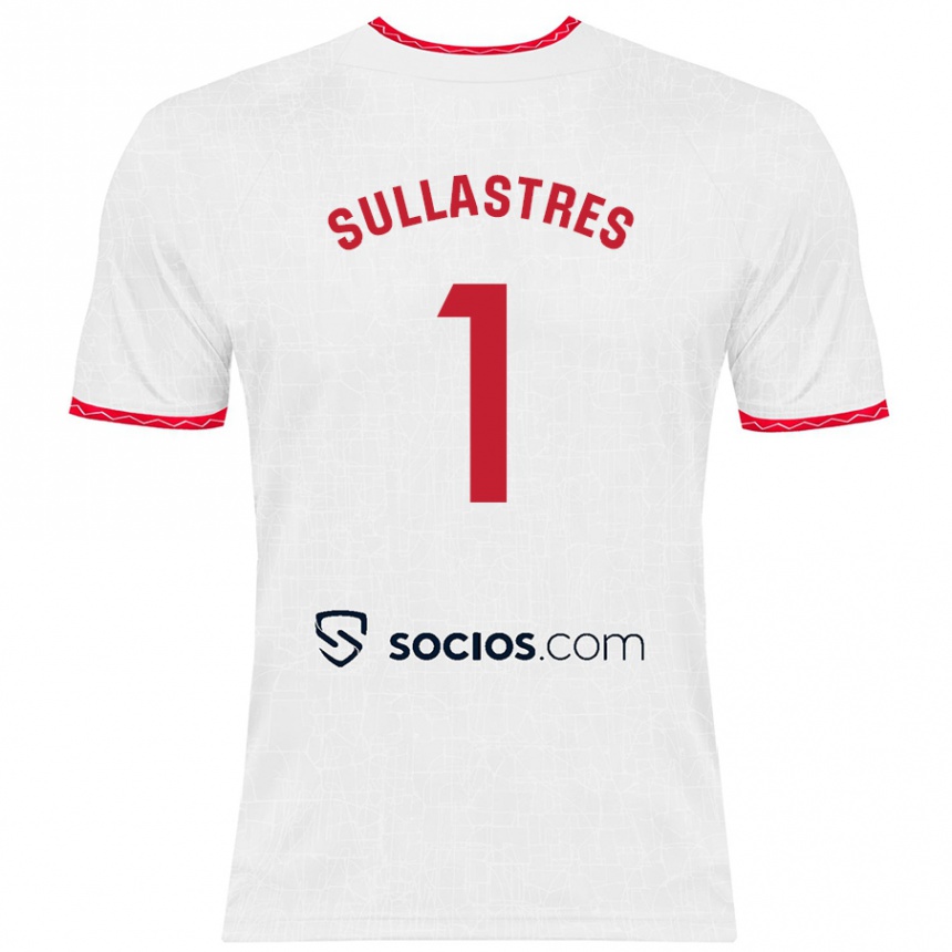 Men Football Esther Sullastres Ayuso #1 White Red Home Jersey 2024/25 T-Shirt