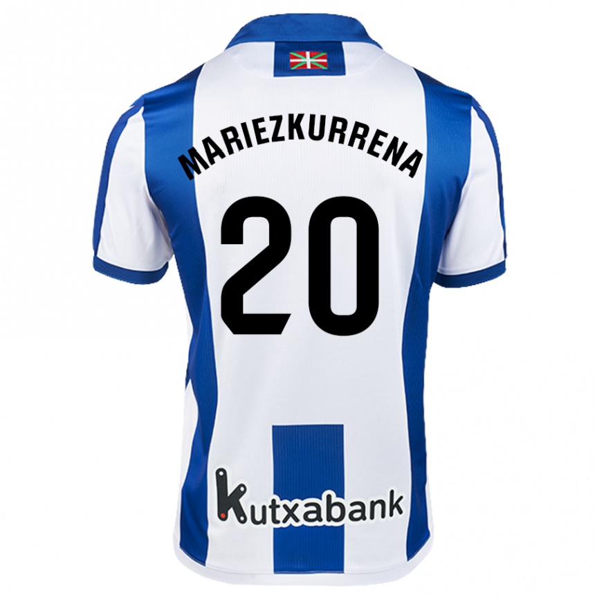 Men Football Arkaitz Mariezkurrena #20 White Blue Home Jersey 2024/25 T-Shirt