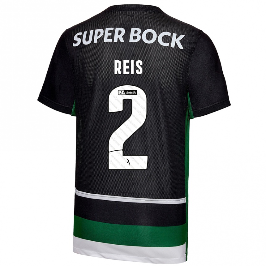 Men Football Matheus Reis #2 Black White Green Home Jersey 2024/25 T-Shirt