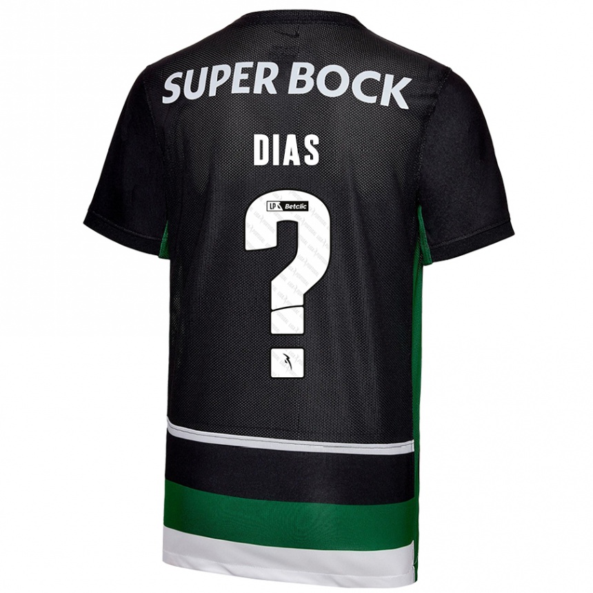 Men Football Lucas Dias #0 Black White Green Home Jersey 2024/25 T-Shirt