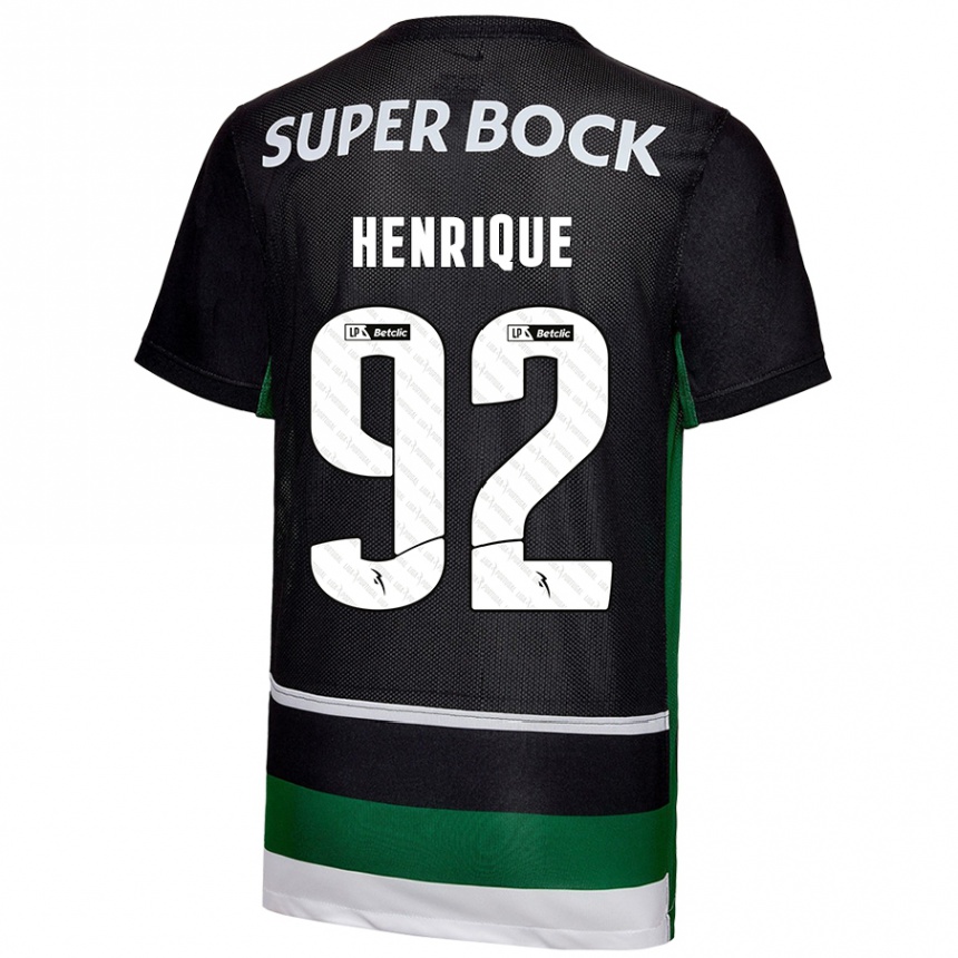 Men Football Eduardo Henrique #92 Black White Green Home Jersey 2024/25 T-Shirt