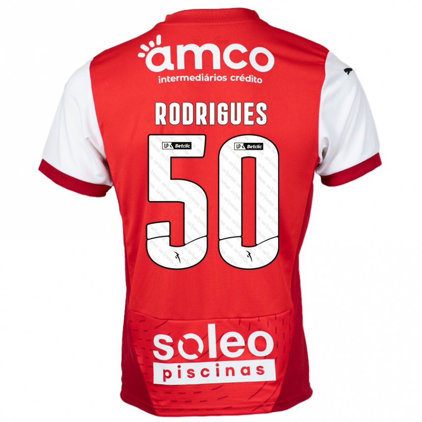 Men Football Diego Rodrigues #50 Red White Home Jersey 2024/25 T-Shirt