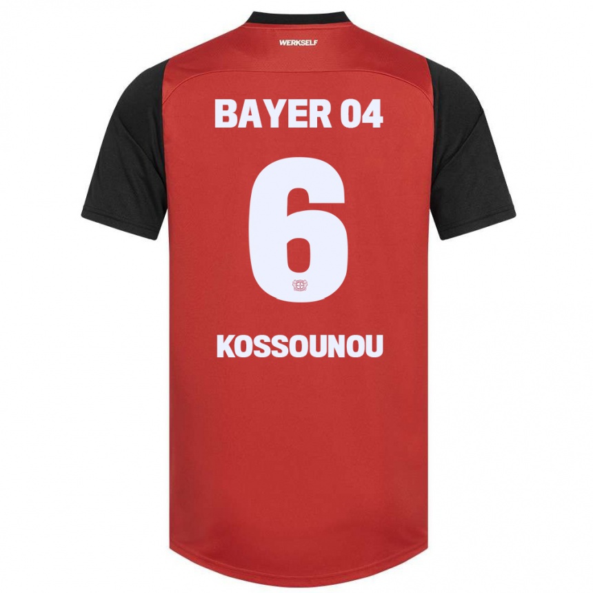 Men Football Odilon Kossounou #6 Red Black Home Jersey 2024/25 T-Shirt