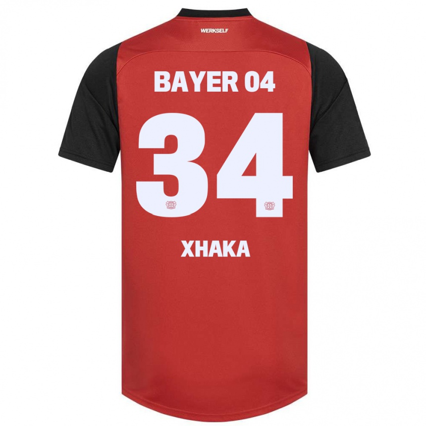 Men Football Granit Xhaka #34 Red Black Home Jersey 2024/25 T-Shirt