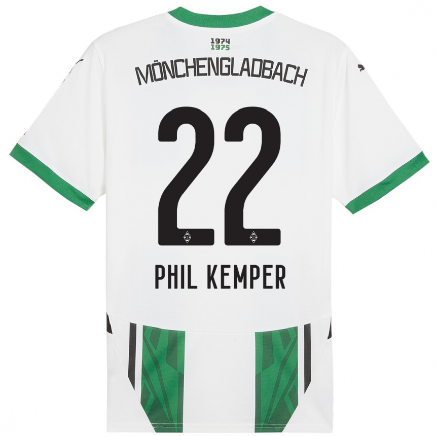 Men Football Phil Kemper #22 White Green Home Jersey 2024/25 T-Shirt