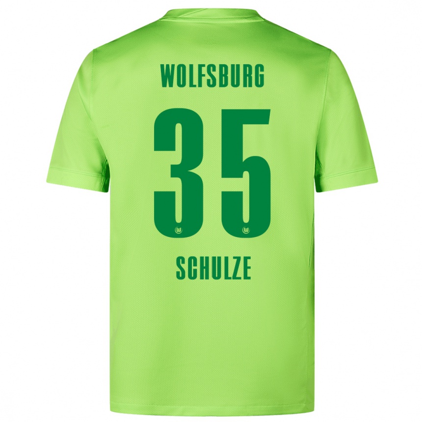 Men Football Philipp Schulze #35 Fluorescent Green Home Jersey 2024/25 T-Shirt