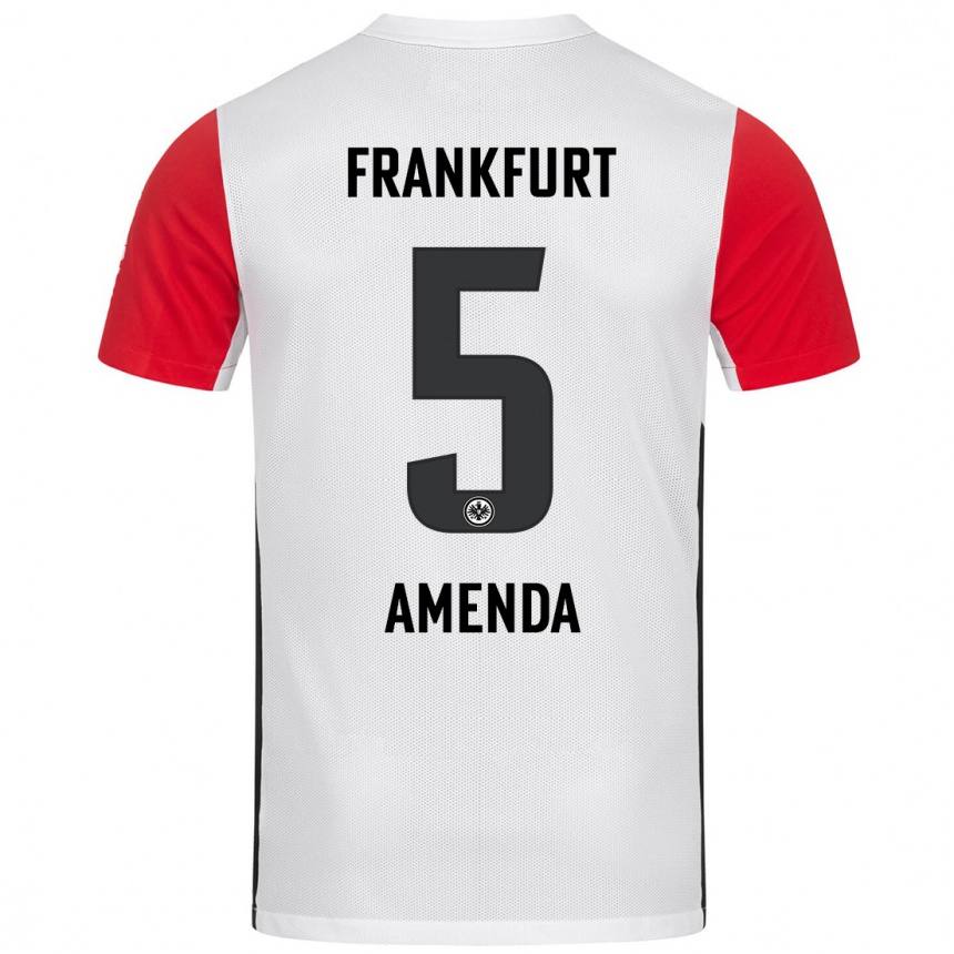 Men Football Aurèle Amenda #5 White Red Home Jersey 2024/25 T-Shirt