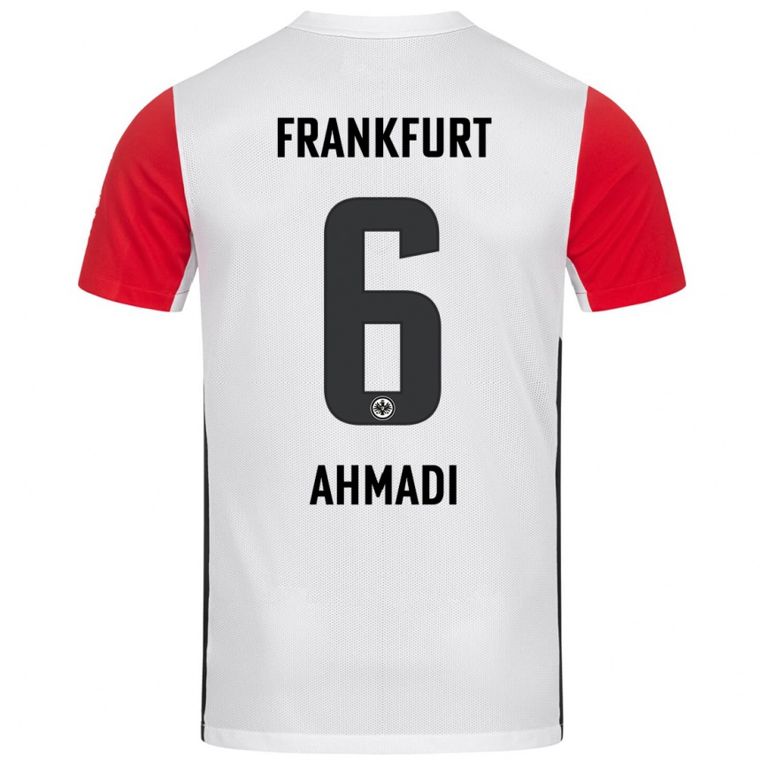 Men Football Shayan Ahmadi #6 White Red Home Jersey 2024/25 T-Shirt