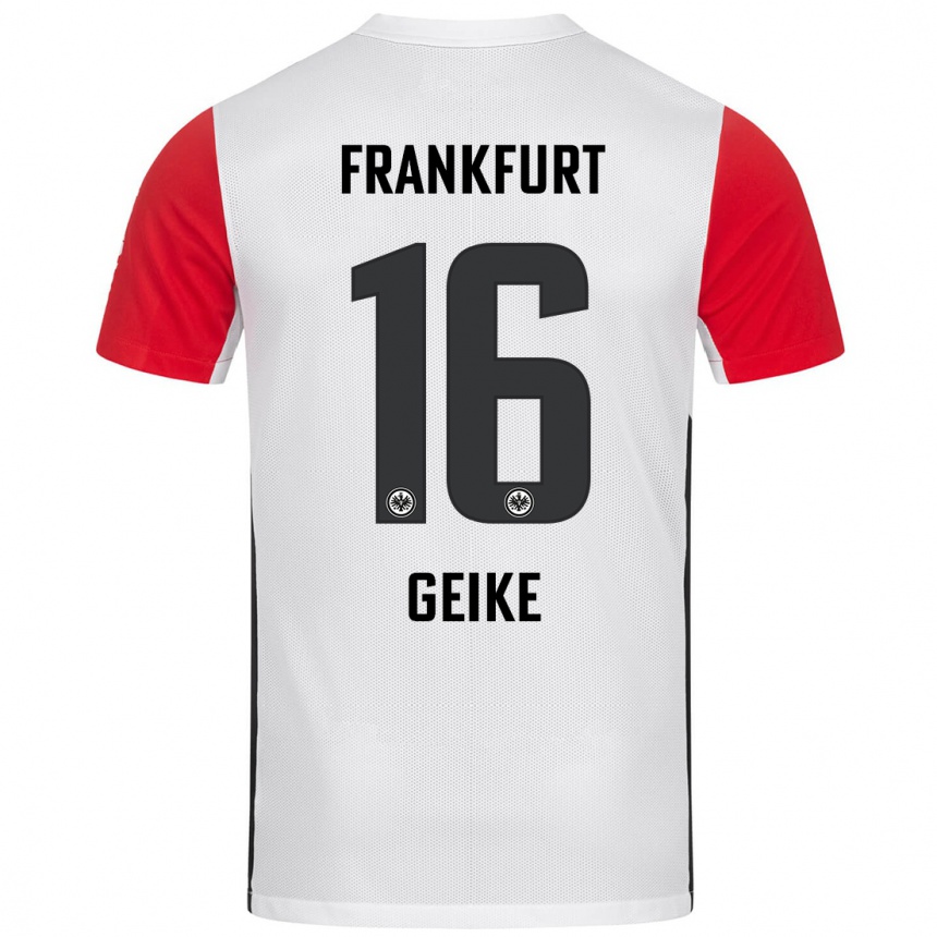 Men Football Jonah Geike #16 White Red Home Jersey 2024/25 T-Shirt