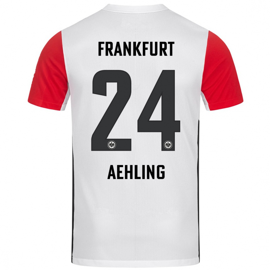 Men Football Anna Aehling #24 White Red Home Jersey 2024/25 T-Shirt