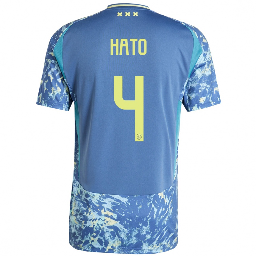 Men Football Jorrel Hato #4 Grey Blue Yellow Away Jersey 2024/25 T-Shirt