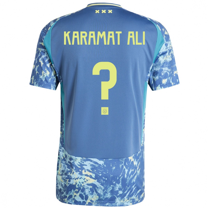 Men Football Yaïr Karamat Ali #0 Grey Blue Yellow Away Jersey 2024/25 T-Shirt