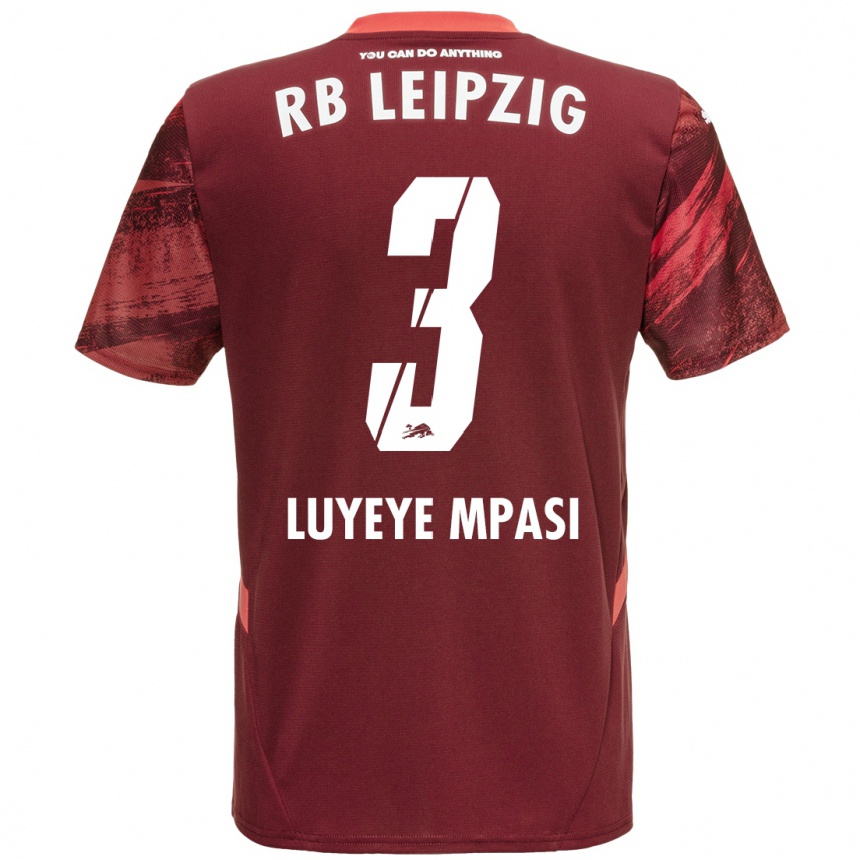 Men Football Seal Luyeye Mpasi #3 Burgundy Away Jersey 2024/25 T-Shirt