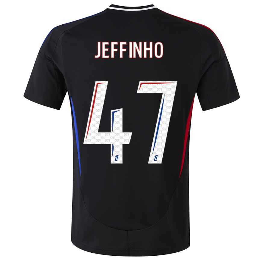 Men Football Jeffinho #47 Black Away Jersey 2024/25 T-Shirt