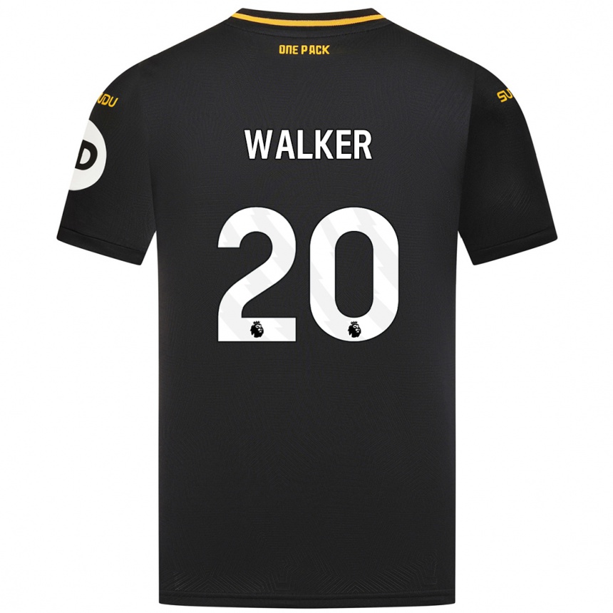 Men Football Lowri Walker #20 Black Away Jersey 2024/25 T-Shirt