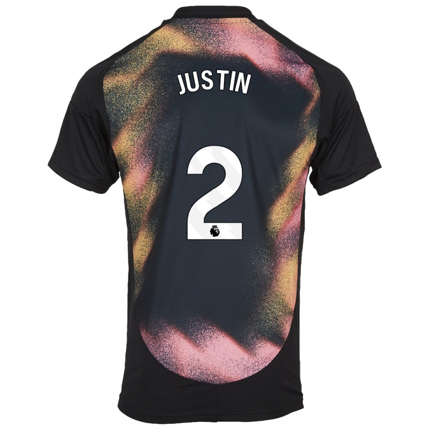 Men Football James Justin #2 Black White Away Jersey 2024/25 T-Shirt