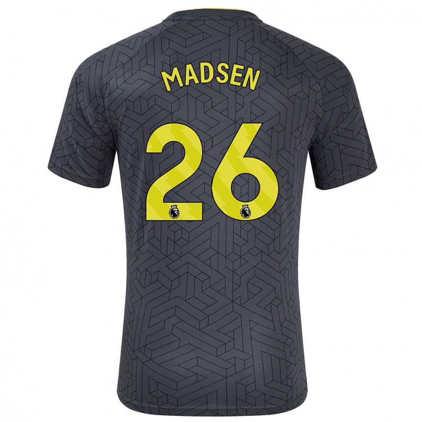 Men Football Rikke Madsen #26 Black Yellow Away Jersey 2024/25 T-Shirt