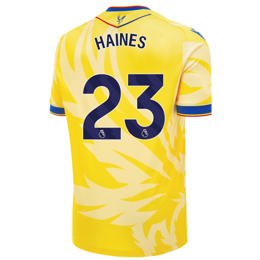 Men Football Coral-Jade Haines #23 Yellow Away Jersey 2024/25 T-Shirt