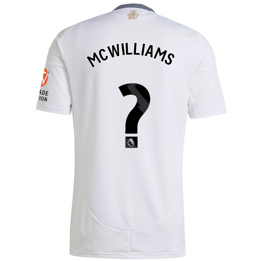 Men Football Ashton Mcwilliams #0 White Away Jersey 2024/25 T-Shirt