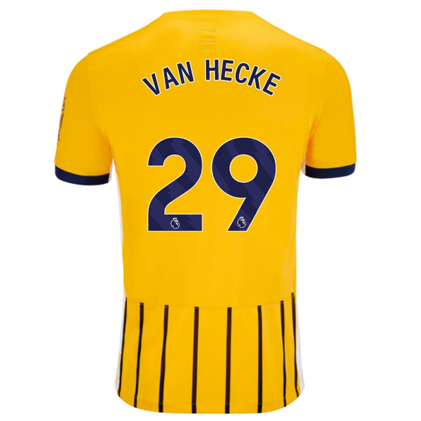 Men Football Jan Paul Van Hecke #29 Gold Blue Pinstripes Away Jersey 2024/25 T-Shirt