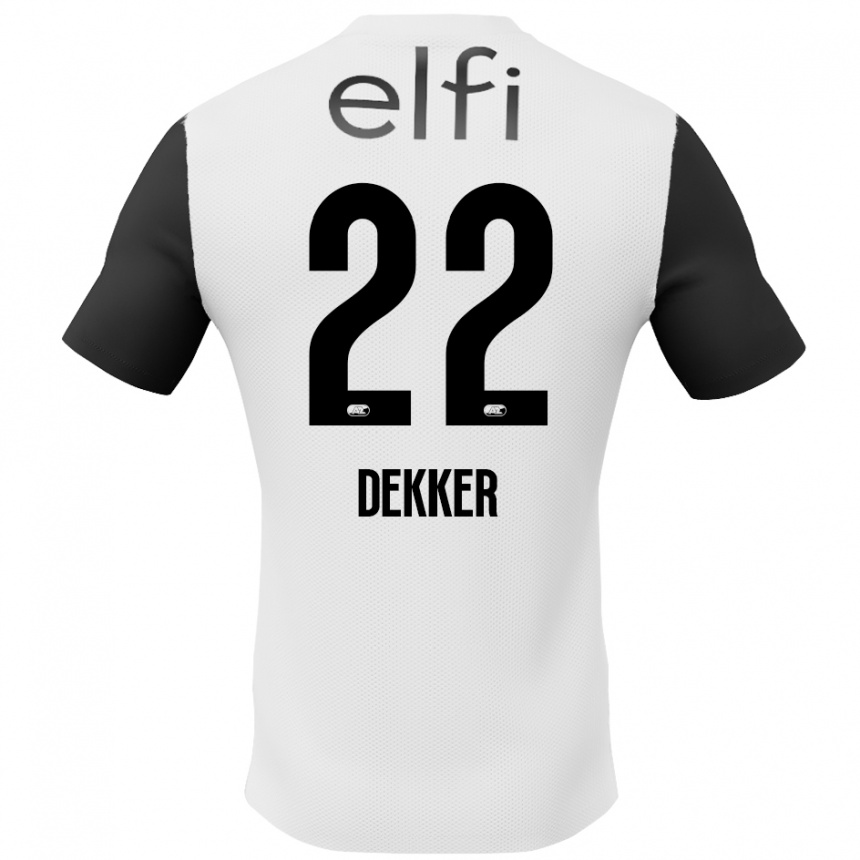 Men Football Maxim Dekker #22 White Black Away Jersey 2024/25 T-Shirt