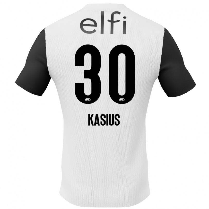 Men Football Denso Kasius #30 White Black Away Jersey 2024/25 T-Shirt