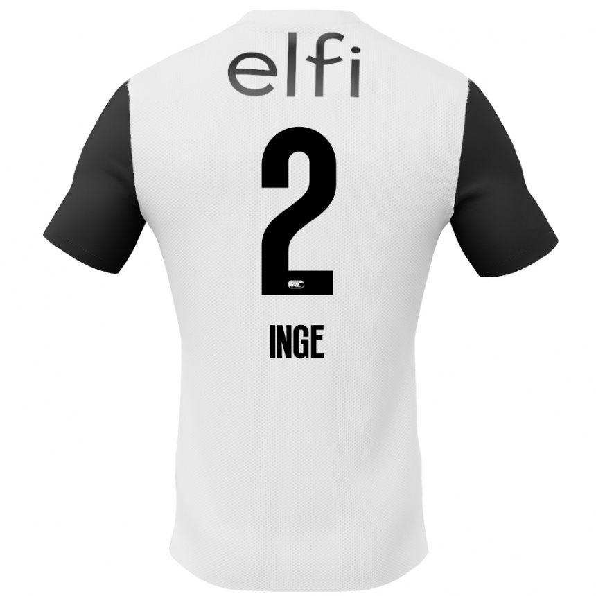 Men Football Kiani Inge #2 White Black Away Jersey 2024/25 T-Shirt