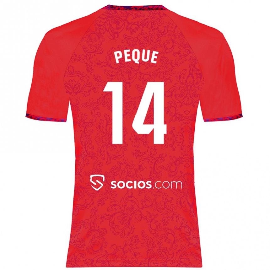 Men Football Peque Fernández #14 Red Away Jersey 2024/25 T-Shirt