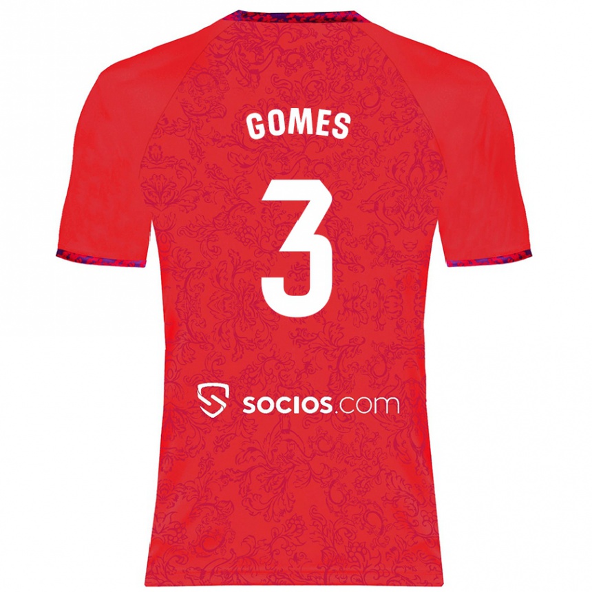 Men Football Diana Gomes #3 Red Away Jersey 2024/25 T-Shirt