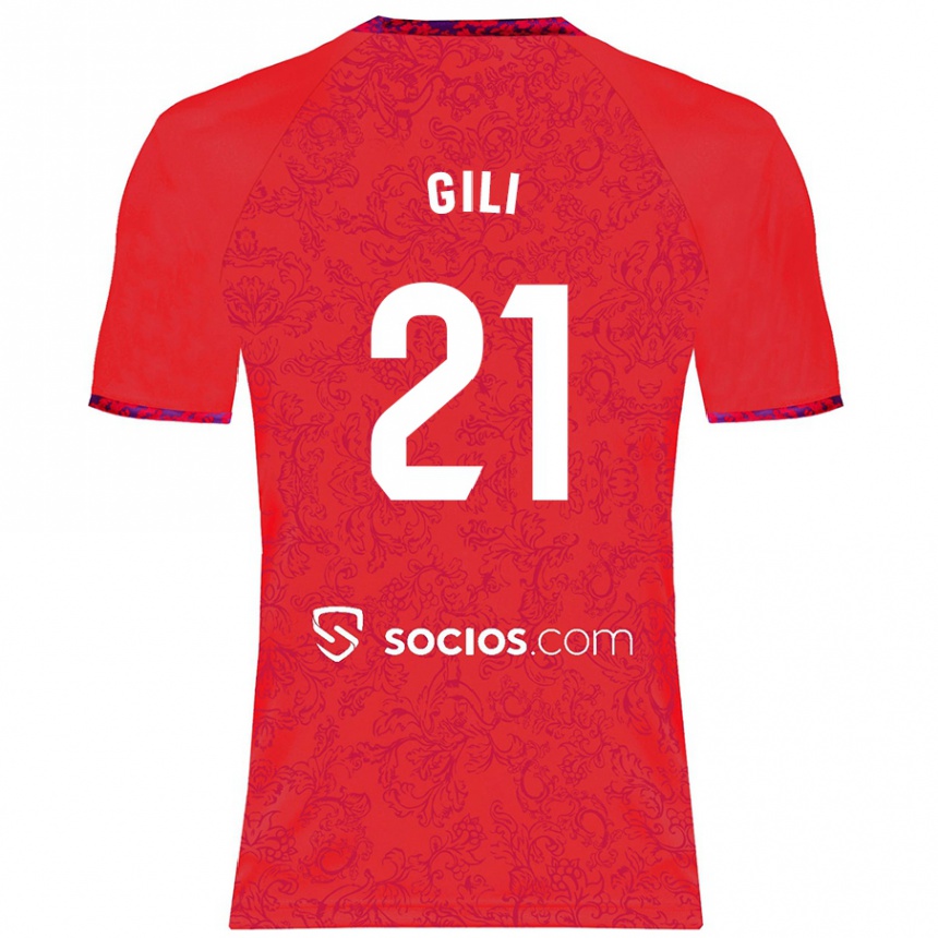 Men Football Gemma Gili #21 Red Away Jersey 2024/25 T-Shirt