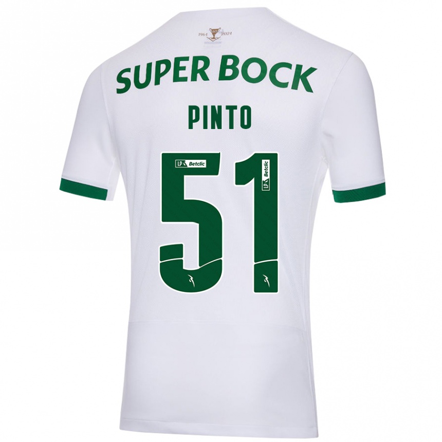 Men Football Diogo Pinto #51 White Green Away Jersey 2024/25 T-Shirt