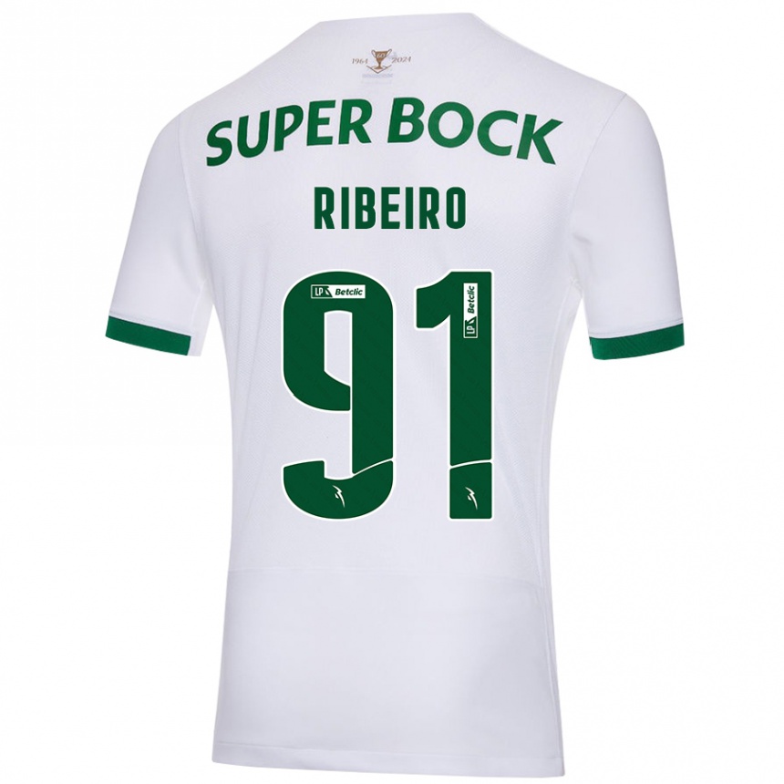 Men Football Rodrigo Ribeiro #91 White Green Away Jersey 2024/25 T-Shirt