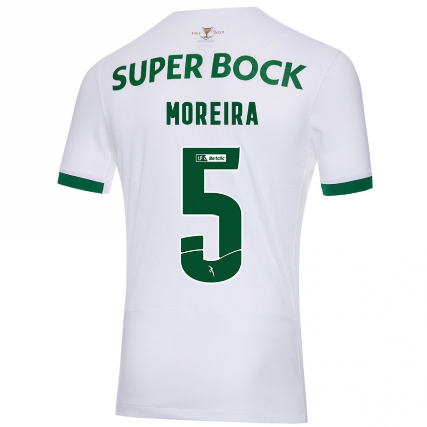 Men Football David Moreira #5 White Green Away Jersey 2024/25 T-Shirt