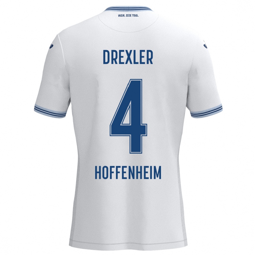 Men Football Tim Drexler #4 White Blue Away Jersey 2024/25 T-Shirt