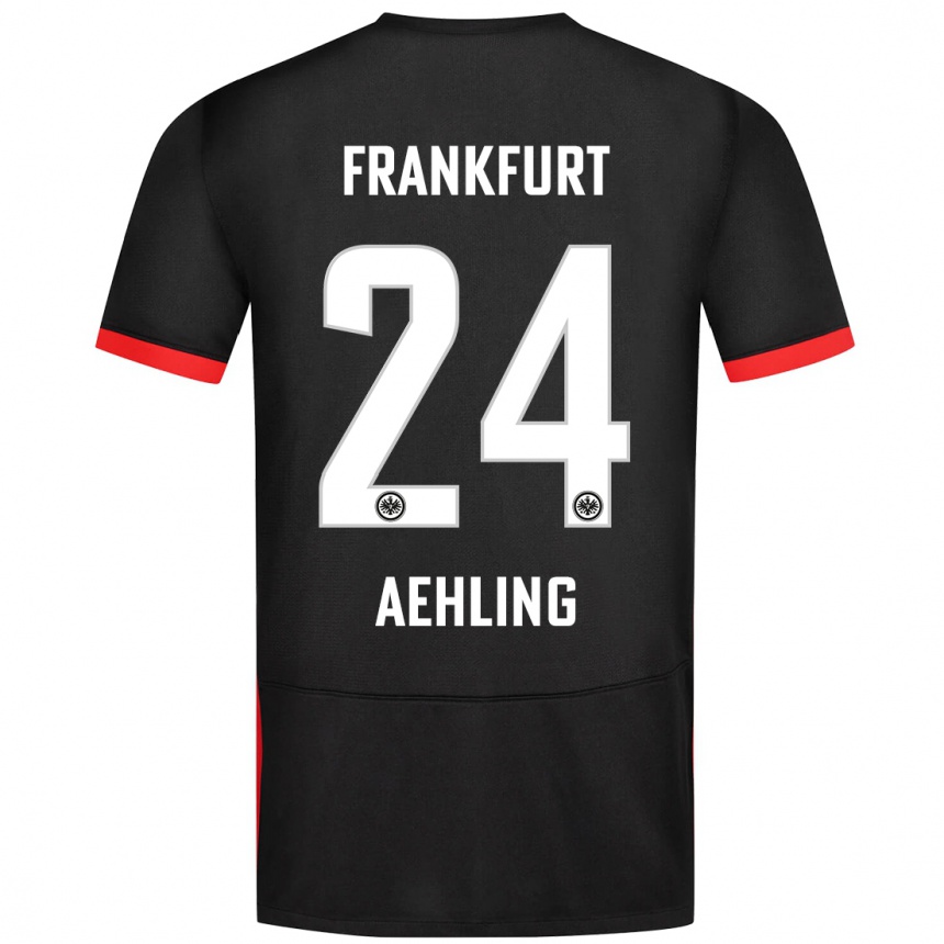 Men Football Anna Aehling #24 Black Away Jersey 2024/25 T-Shirt