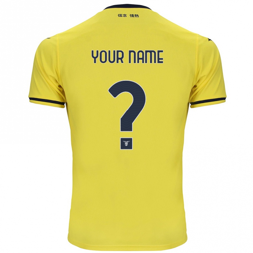 Men Football Your Name #0 Yellow Away Jersey 2024/25 T-Shirt