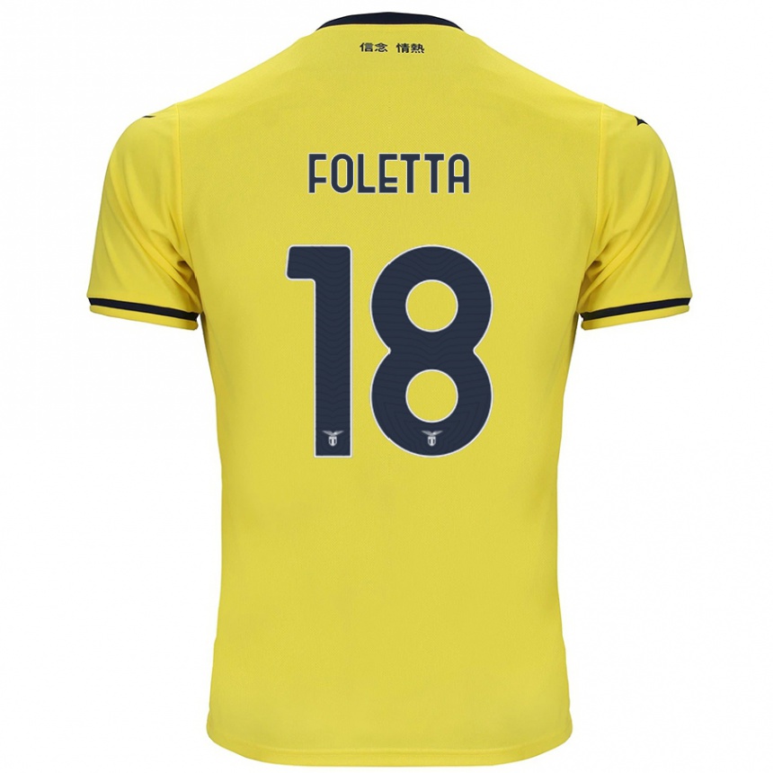 Men Football Isabella Foletta #18 Yellow Away Jersey 2024/25 T-Shirt